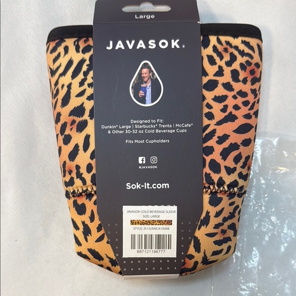Java Sok Leopard Print Cold Beverage Sleeve, Large 30-32 oz cups, BNWT - Picture 5 of 8